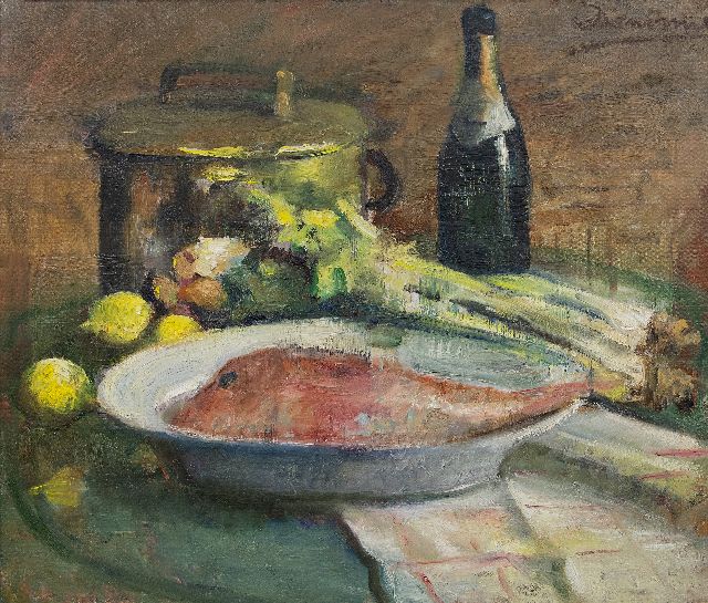 Alex Denonne | Stilleven met rode poon, olieverf op doek, 60,1 x 70,0 cm, gesigneerd r.b.