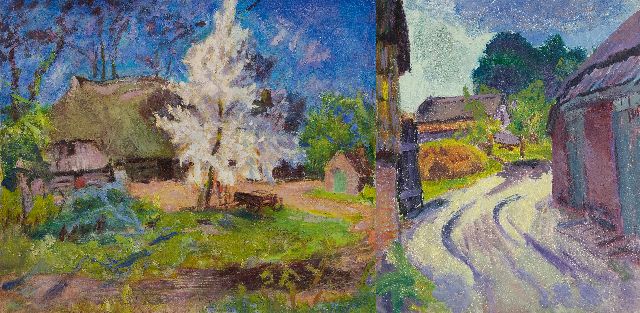 Jan Altink | Boerderij in Essen, Groningen; verso: Landweg in Essen, olieverf op doek, 60,5 x 70,8 cm, gesigneerd op spieraam en te dateren ca. 1930