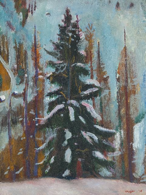 Jan Wiegers | Spar, Frauenkirch (Davos), olieverf op paneel, 39,9 x 30,3 cm, gesigneerd r.o. en gedateerd '36