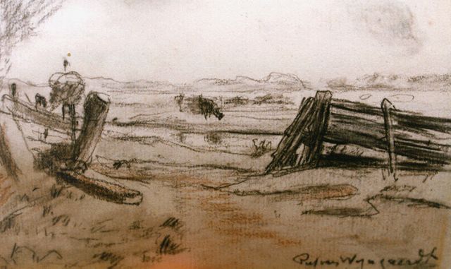 Piet van Wijngaerdt | Landschapschets, kleurpotlood op papier, 11,7 x 18,0 cm, gesigneerd r.o. en gedateerd 1902