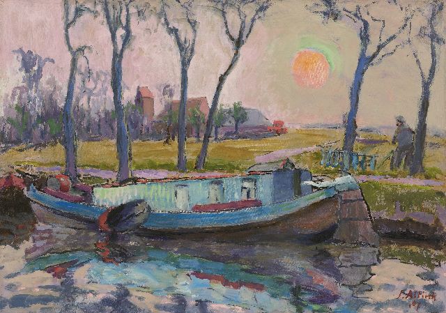Jan Altink | Bootje in het Reitdiep, olieverf op doek, 50,0 x 70,8 cm, gesigneerd r.o. en gedateerd '67