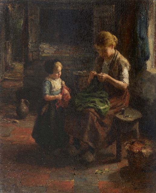 Evert Pieters | Jong geleerd is oud gedaan, olieverf op doek, 75,5 x 62,2 cm, gesigneerd r.o.