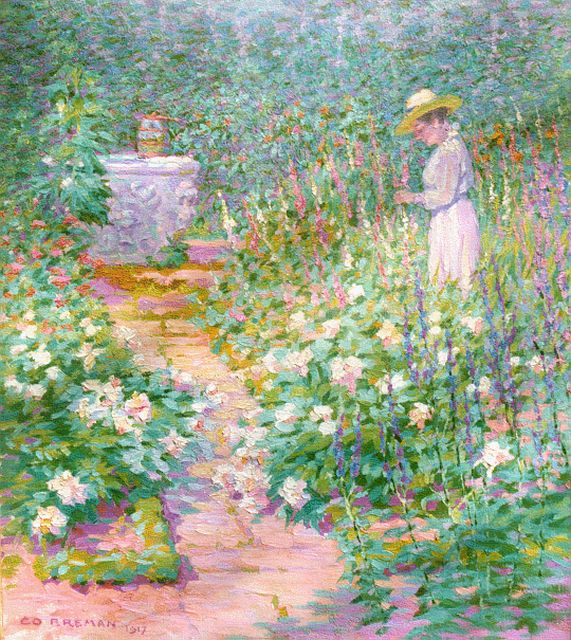 Co Breman | In den tuin, olieverf op doek, 56,3 x 48,8 cm, gesigneerd l.o. en gedateerd 1917