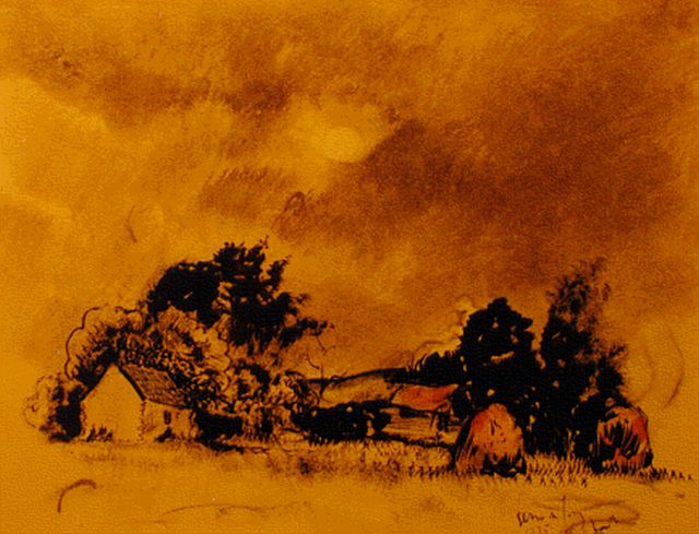 Germ de Jong | Vierhouten, aquarel op papier, 31,0 x 40,5 cm, gesigneerd r.o.