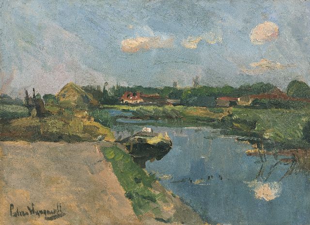 Piet van Wijngaerdt | Zomers polderlandschap, olieverf op board, 37,4 x 50,8 cm, gesigneerd l.o.