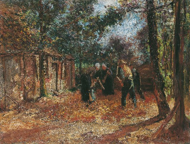 Bernard Blommers | De dorsers, Heeze, olieverf op doek, 69,8 x 91,2 cm, gesigneerd r.o.