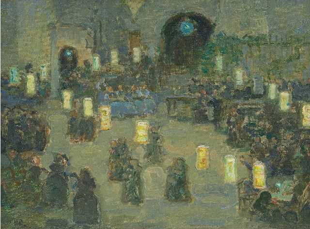 Roelf Gerbrands | Dans concours, olieverf op schilderskarton, 23,8 x 31,8 cm, gesigneerd l.o. met initialen