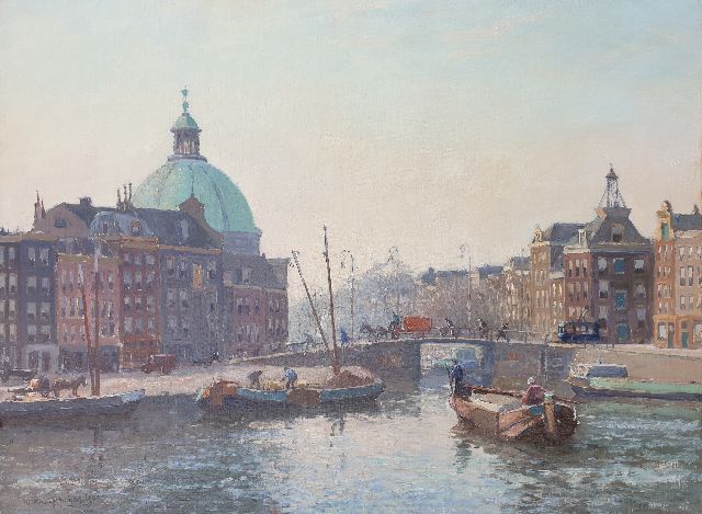 Gerbrand Frederik van Schagen | Gezicht op de Koepelkerk aan het Singel in Amsterdam, olieverf op doek, 60,0 x 80,3 cm, gesigneerd l.o. en gedateerd 1943