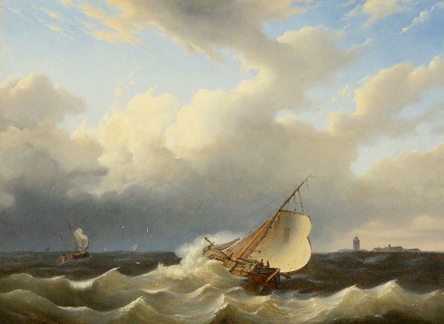 H. Kleyn | Schepen op woelige zee, olieverf op paneel, 40,1 x 52,2 cm, gesigneerd l.o.