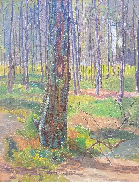 Edith Pijpers | Bosgezicht, olieverf op doek, 48,4 x 37,7 cm