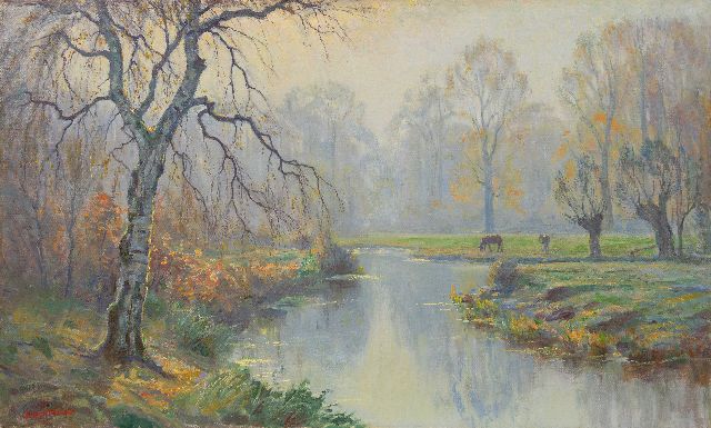 Johan Meijer | Herfstmorgen, Blaricum, olieverf op doek, 60,5 x 100,5 cm, gesigneerd l.o.