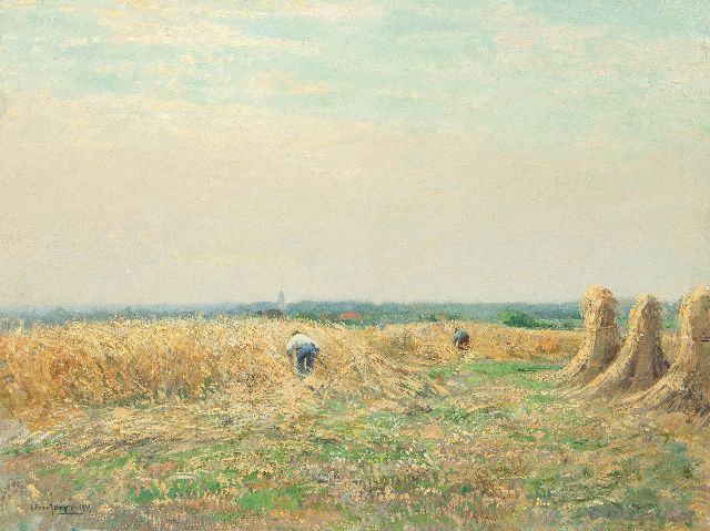 Gerbrand Frederik van Schagen | Rogge oogsten, olieverf op doek, 60,5 x 80,7 cm, gesigneerd l.o. en gedateerd 1927