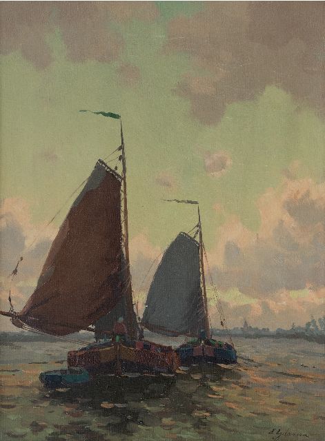 Egnatius Ydema | Tjalken op weg naar huis, olieverf op doek, 40,5 x 30,5 cm, gesigneerd r.o.