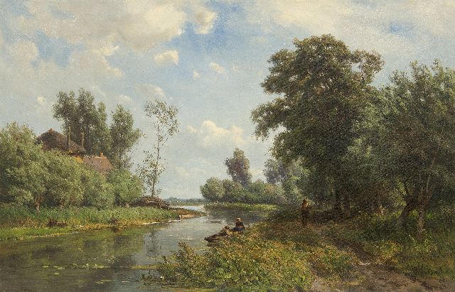 Jan Willem van Borselen | Gezicht op het riviertje de Vlist, olieverf op doek, 45,5 x 70,5 cm, gesigneerd r.o.