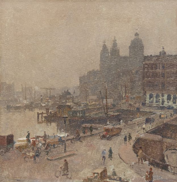 Cornelis Vreedenburgh | Gezicht op Amsterdam met de Nieuwe Brug en de St. Nicolaaskerk, olieverf op doek, 52,3 x 50,7 cm, gesigneerd l.o. en gedateerd 1936