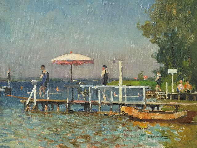 Cornelis Vreedenburgh | Aan de Loosdrechtse Plassen, olieverf op doek op schildersboard, 30,2 x 39,3 cm, gesigneerd r.o.