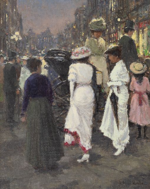 Korte H.G. de | Straatscène in Berlijn, olieverf op doek 50,1 x 40,1 cm, gesigneerd r.o.