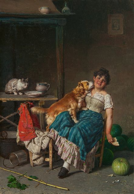 Frederico Mazzotta | Dikke vrienden, olieverf op doek, 73,2 x 51,8 cm, gesigneerd r.o.