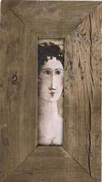 Evert van Hemert | Spleetje, acryl op board, 22,5 x 7,8 cm, gesigneerd m.o.