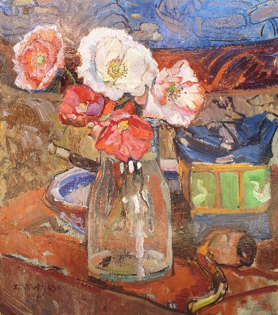 Edgard Wiethase | Papavers in een vaas, olieverf op paneel, 39,3 x 35,1 cm, gesigneerd l.o. en gedateerd 1925