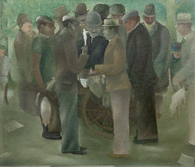 Ger Langeweg | De kunstverkoper, olieverf op doek, 70,6 x 80,7 cm, gesigneerd r.o.