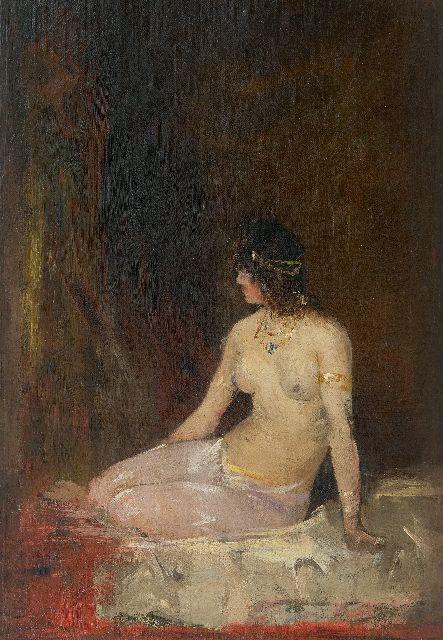 Hobbe Smith | Zittend naakt, olieverf op doek op paneel, 50,0 x 35,5 cm