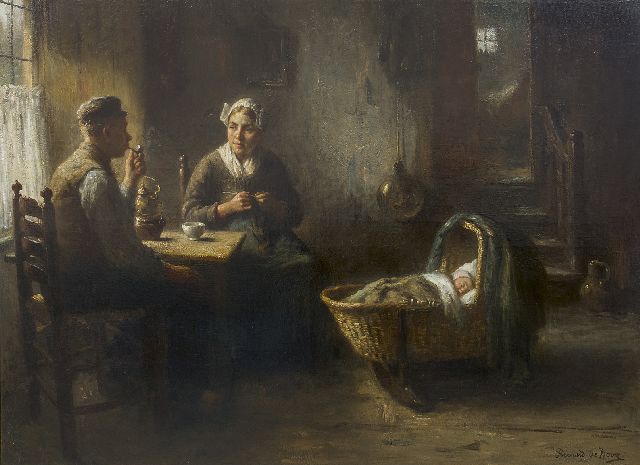 Bernard de Hoog | Larens boereninterieur, olieverf op doek, 96,0 x 126,2 cm, gesigneerd r.o.