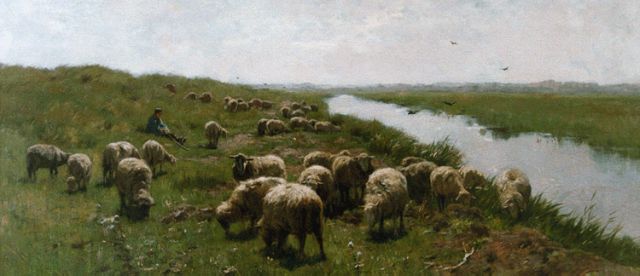 Anton Mauve | Schapen in de duinen, olieverf op doek, 58,4 x 111,7 cm, gesigneerd l.o.