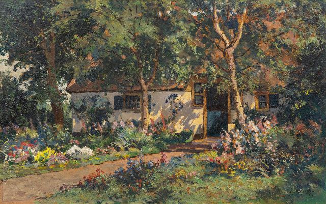 Adriaan Keus | Zonnig boerenerf, olieverf op paneel, 50,3 x 80,4 cm, gesigneerd r.o.