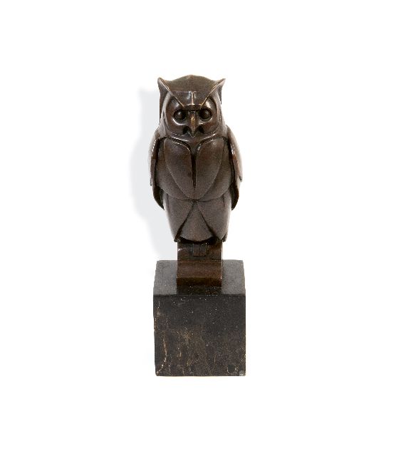 Franse School   | Uil, brons 33,0 cm
