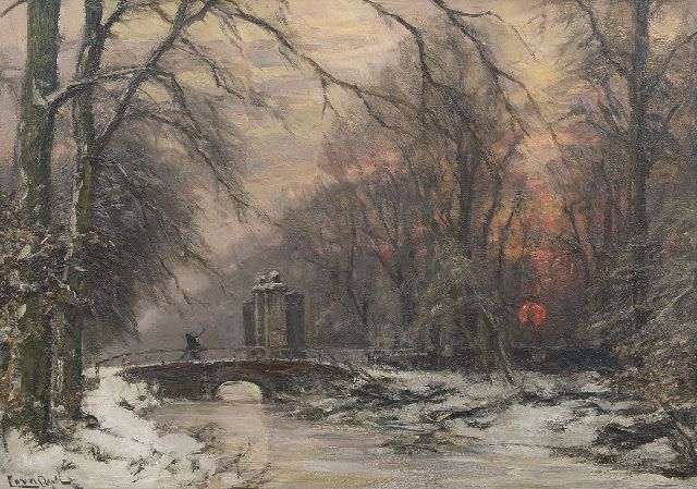 Louis Apol | De ingang van Huis ten Bosch in de winter, olieverf op doek, 50,5 x 70,5 cm, gesigneerd l.o.