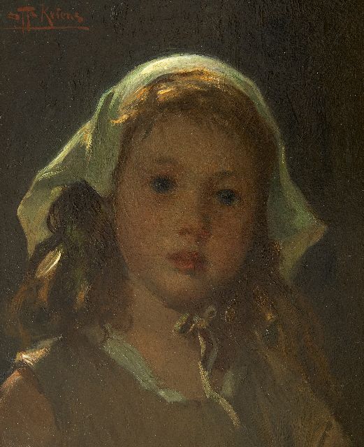 Kriens O.G.A.  | Meisjeskopje, olieverf op paneel 33,0 x 27,2 cm, gesigneerd l.b.