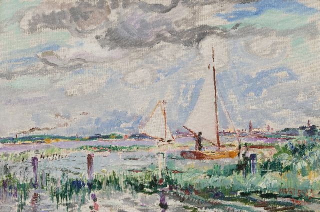 George Martens | Het Paterswoldsemeer, olieverf op doek, 33,0 x 48,0 cm, gesigneerd r.o. en gedateerd '30