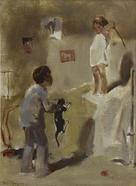 Han van Meegeren | Het stoute broertje, olieverf op paneel, 32,1 x 23,5 cm, gesigneerd l.o.