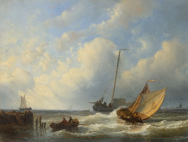 Leonard Johannes de Gijselaar | Schepen op de rede van Vlissingen, olieverf op paneel, 34,7 x 46,4 cm, gesigneerd l.o. en gedateerd 1857