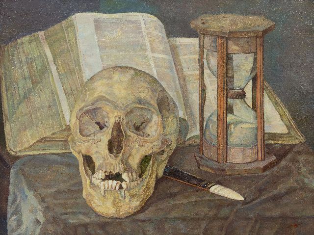 Corrie Pabst | Vanitas stilleven, olieverf op doek, 30,5 x 40,2 cm, gesigneerd r.o. en gedateerd 1898