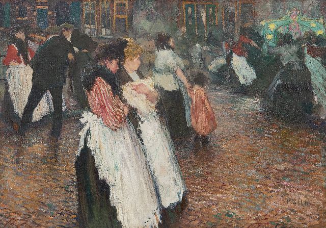 Piet van der Hem | Het draaiorgel in de Jordaan, Amsterdam, olieverf op doek, 55,5 x 79,2 cm, gesigneerd r.o. en te dateren ca. 1909