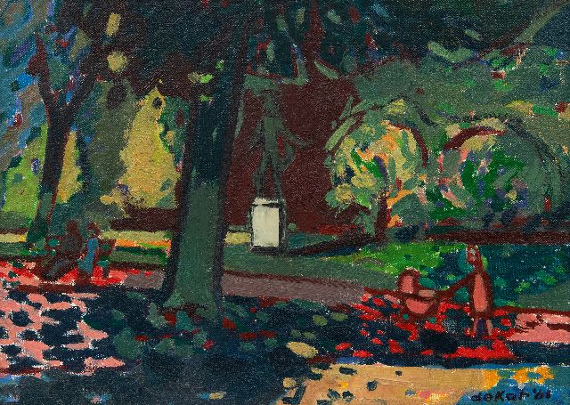Otto B. de Kat | Het Ørstedsparken in Kopenhagen, olieverf op doek, 24,2 x 33,0 cm, gesigneerd r.o. en gedateerd '61