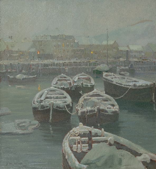 Jaap Dooijewaard | Gezicht op Elvehavn, Trondheim, olieverf op doek, 61,1 x 56,5 cm, gesigneerd l.o. en verso met initialen en op spieraam gedateerd 1941