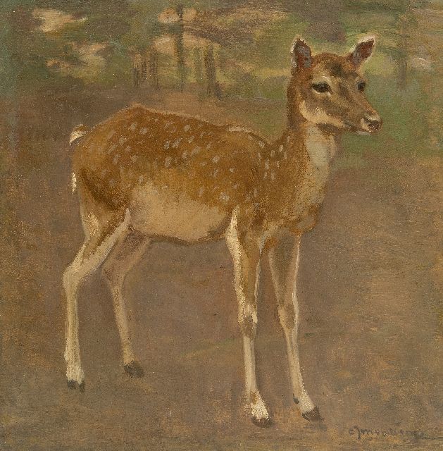 Cornelis Jan Mension | Reekalfje, olieverf op board, 26,5 x 25,9 cm, gesigneerd r.o.