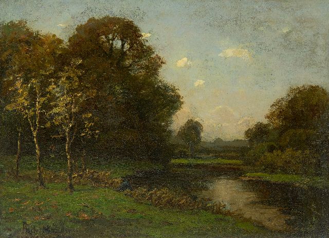 Frits Mondriaan | Aan de Dinkel, olieverf op papier op doek, 28,9 x 39,5 cm, gesigneerd l.o.