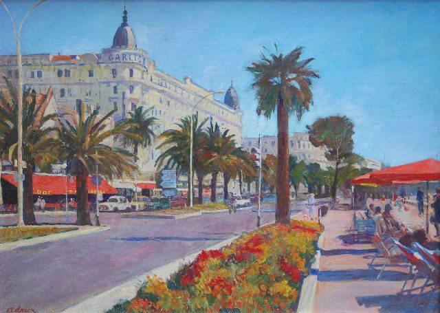 Lucien Andrion | Gezicht op het Carltonhotel in Nice, olieverf op doek, 60,5 x 81,5 cm, gesigneerd l.o.