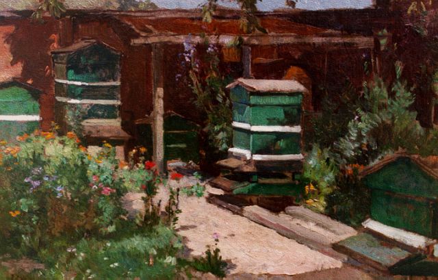 Johannes Evert Akkeringa | Bijenkorven, olieverf op doek, 29,2 x 40,0 cm, gesigneerd l.o.