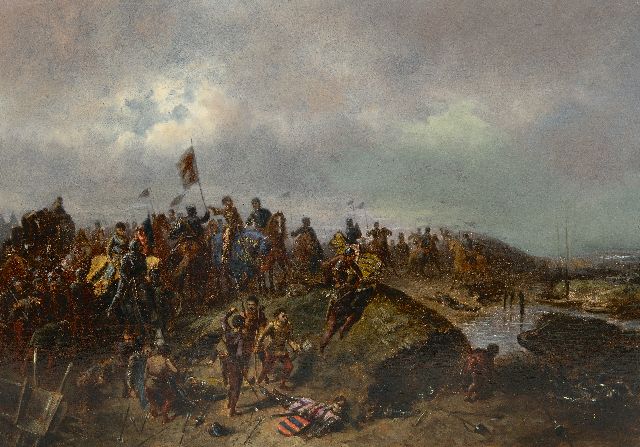 Pierre Jean Fardon | Na de veldslag, olieverf op paneel, 26,0 x 36,2 cm, gesigneerd r.o.