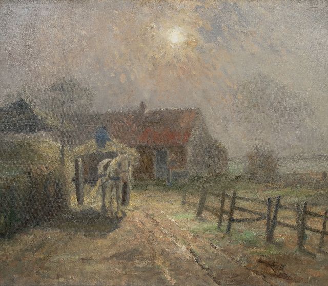 Evert Pieters | Het laden van de kar, olieverf op doek, 88,2 x 102,2 cm, gesigneerd r.o.