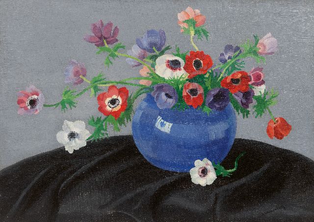 Dirk Smorenberg | Anemonen in vaas, olieverf op doek, 50,0 x 70,2 cm, gesigneerd r.o.