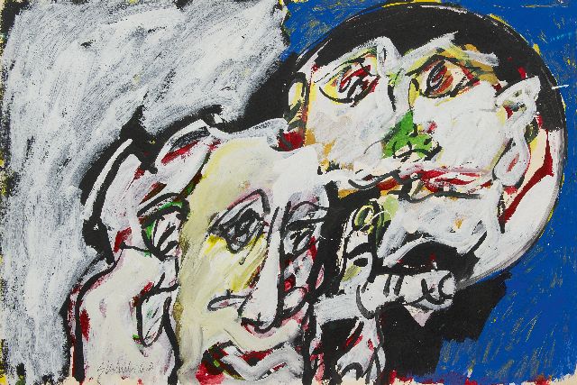 Jan Sierhuis | Man in luchtbel, gouache op papier, 72,0 x 108,5 cm, gesigneerd l.o. en gedateerd '68