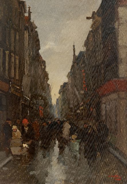 Cor Noltee | Levendige winkelstraat, olieverf op doek, 50,3 x 35,2 cm, gesigneerd r.o.