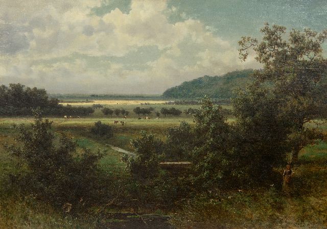 Johannes Josephus Destrée | De Blauwe Kamer langs de Rijn bij de Grebbeberg, olieverf op doek, 70,2 x 100,0 cm, gesigneerd r.o. en gedateerd 1865