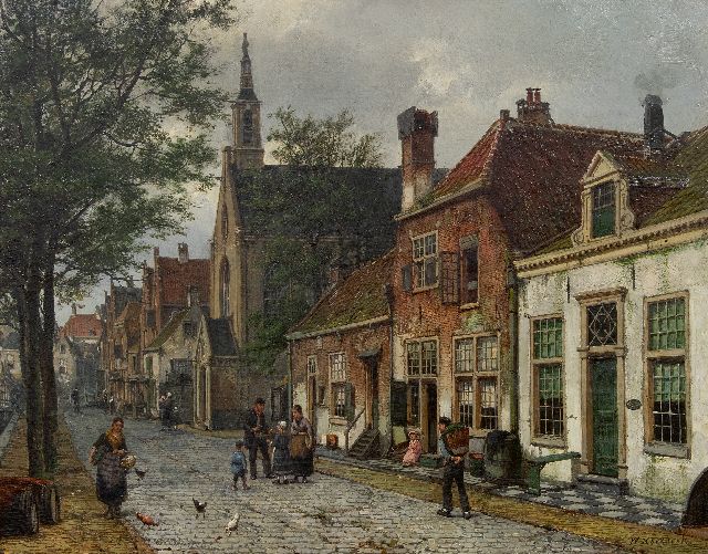 Willem Koekkoek | Hollands stadsgezicht, olieverf op doek, 54,6 x 69,9 cm, gesigneerd r.o.